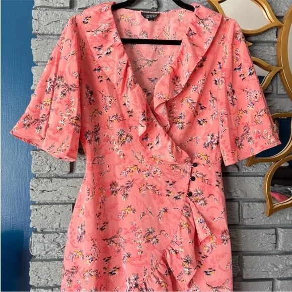 TopShop Floral Pink Ruffle Dress - Picture 4 of 8